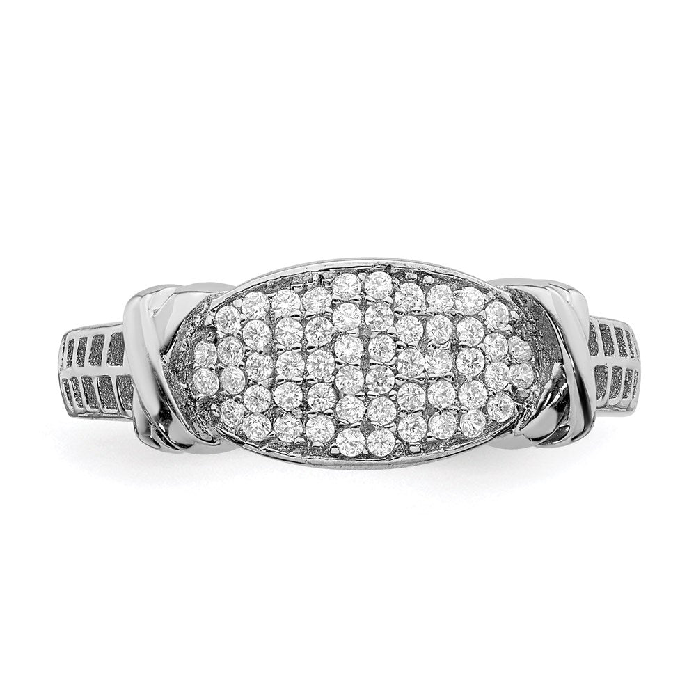 Sterling Silver Rhodium Plated Cz Ring