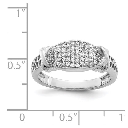 Sterling Silver Rhodium Plated Cz Ring
