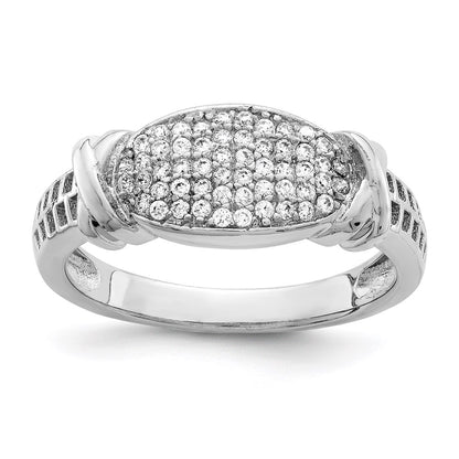 Sterling Silver Rhodium Plated Cz Ring