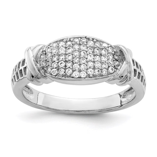 Sterling Silver Rhodium Plated Cz Ring