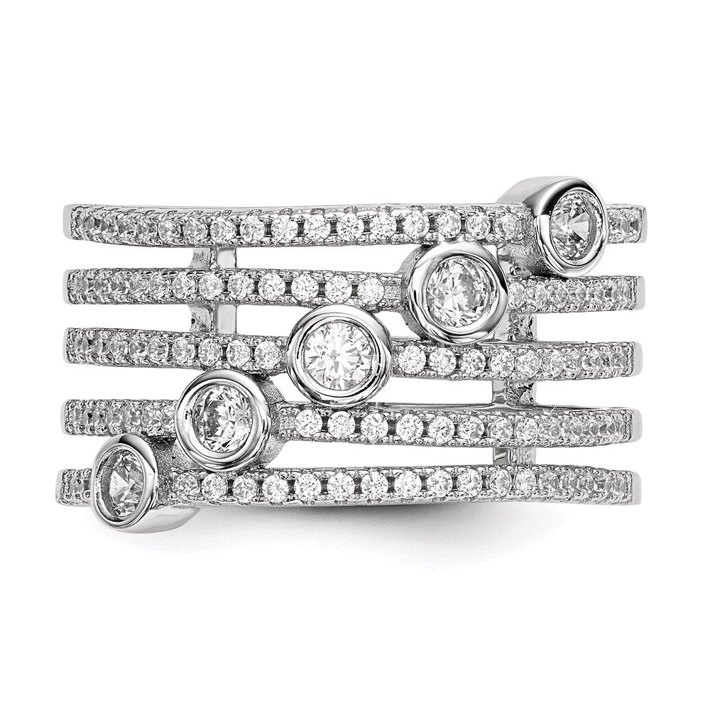 Sterling Silver Pure Fire Rhod Plated Cz Ring