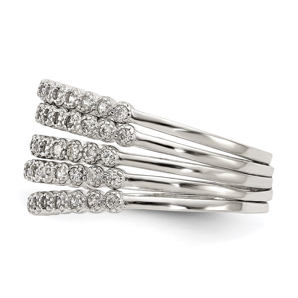 Sterling Silver Stackable Set Of 5 Cz Rings