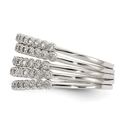 Sterling Silver Stackable Set Of 5 Cz Rings