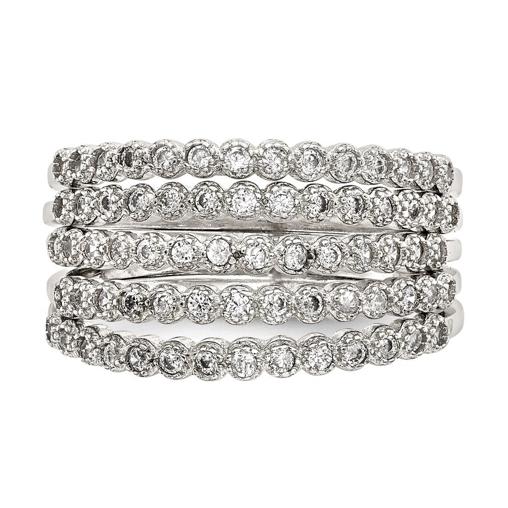Sterling Silver Stackable Set Of 5 Cz Rings