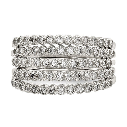 Sterling Silver Stackable Set Of 5 Cz Rings