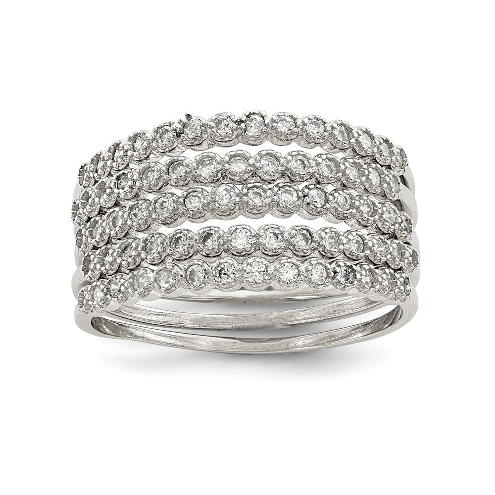 Sterling Silver Stackable Set Of 5 Cz Rings