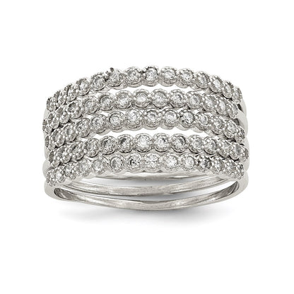 Sterling Silver Stackable Set Of 5 Cz Rings