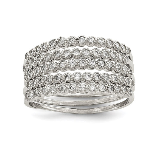 Sterling Silver Stackable Set Of 5 Cz Rings