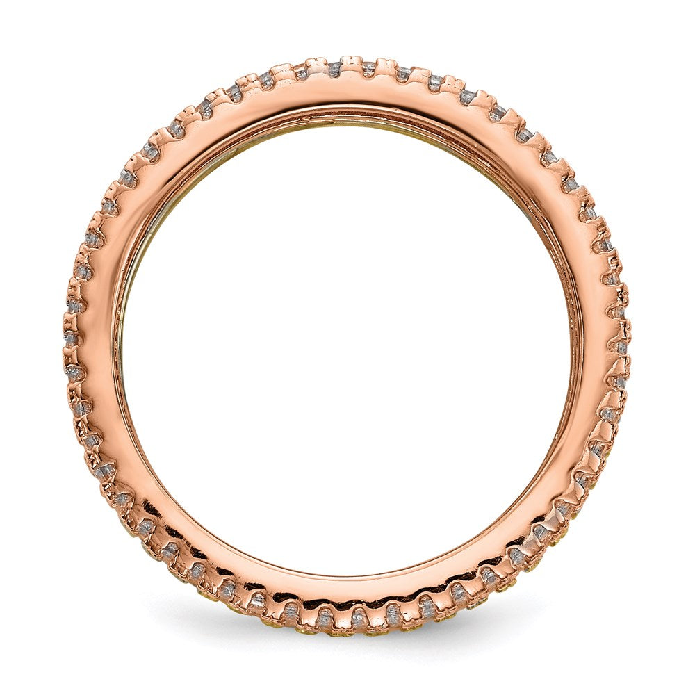 Sterling Silver White Yellow & Rose Tone Set Of 3 Cz Eternity Rings