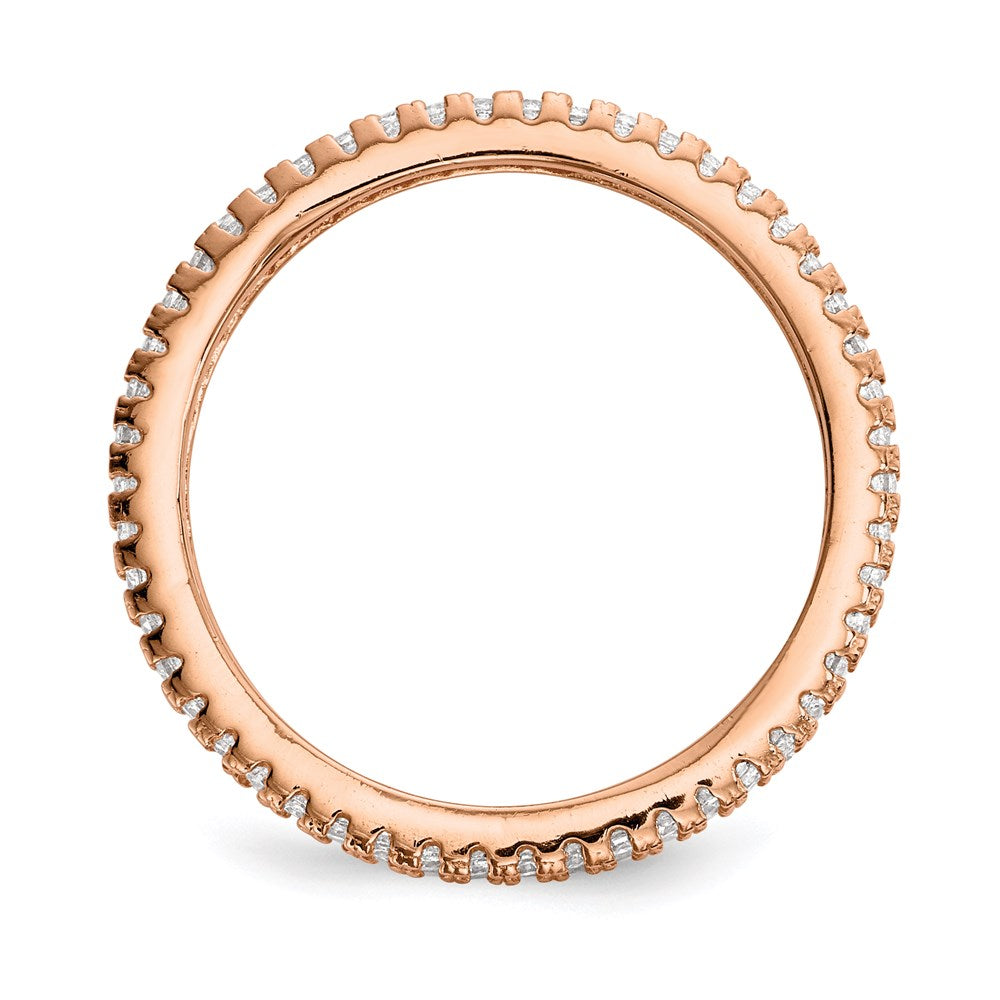 Sterling Silver White Yellow & Rose Tone Set Of 3 Cz Eternity Rings