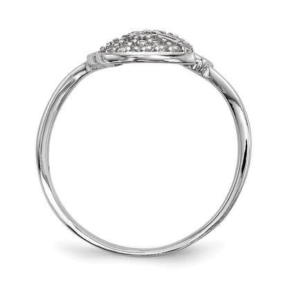 Sterling Silver Rhodium Plated Cz Heart Lock And Key Ring