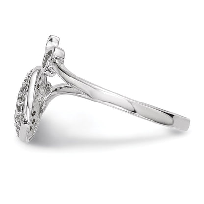 Sterling Silver Rhodium Plated Cz Heart Lock And Key Ring