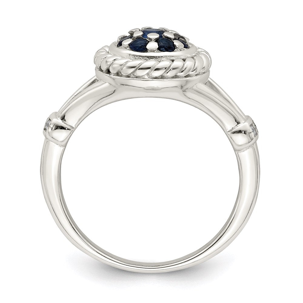 Sterling Silver Blue & White Cz Ring