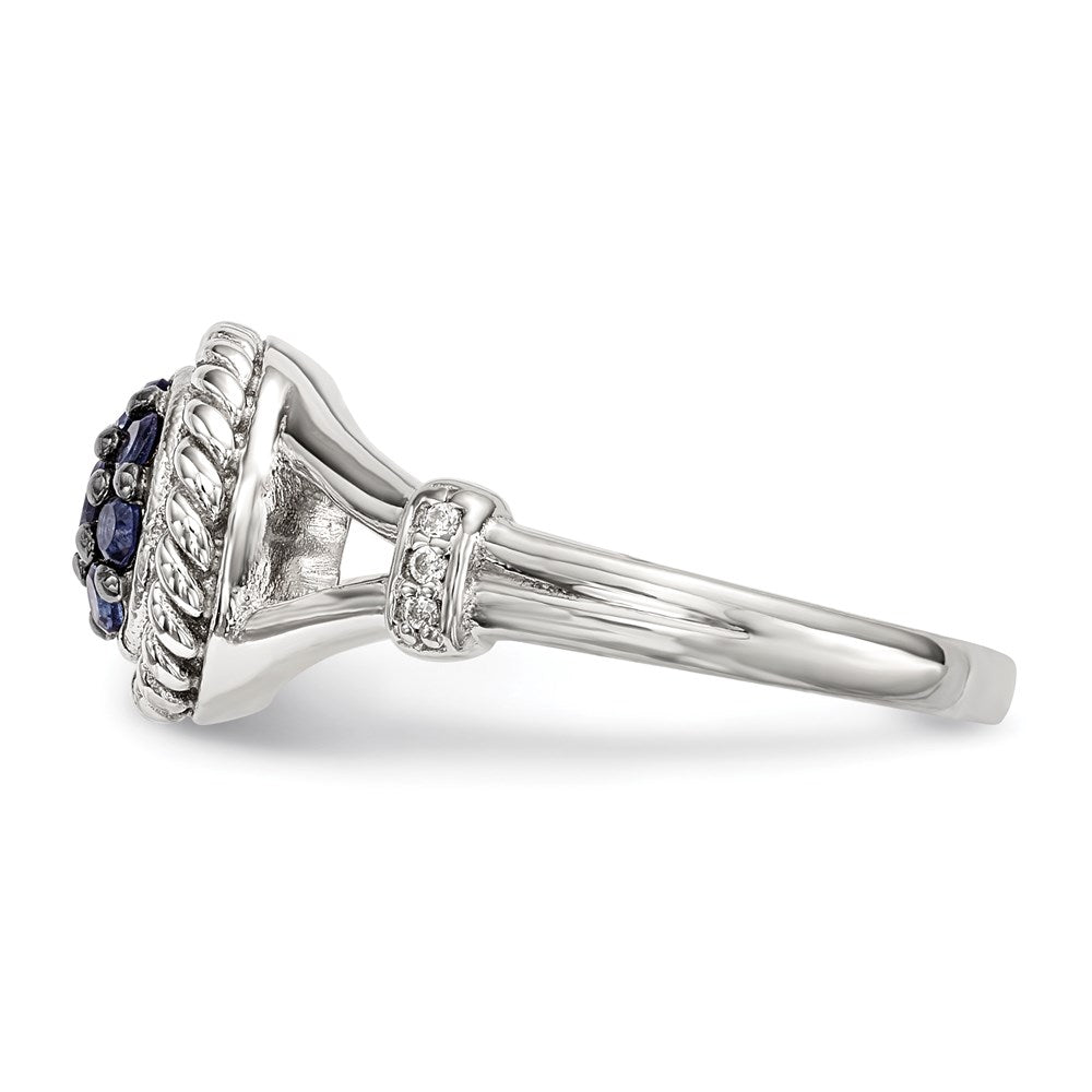 Sterling Silver Blue & White Cz Ring