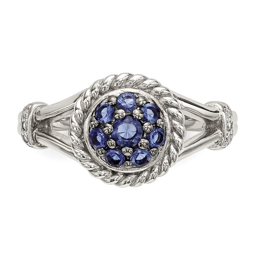 Sterling Silver Blue & White Cz Ring