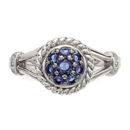 Sterling Silver Blue & White Cz Ring