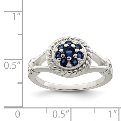 Sterling Silver Blue & White Cz Ring