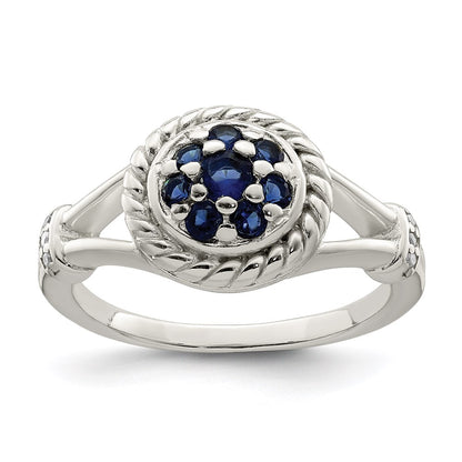 Sterling Silver Blue & White Cz Ring