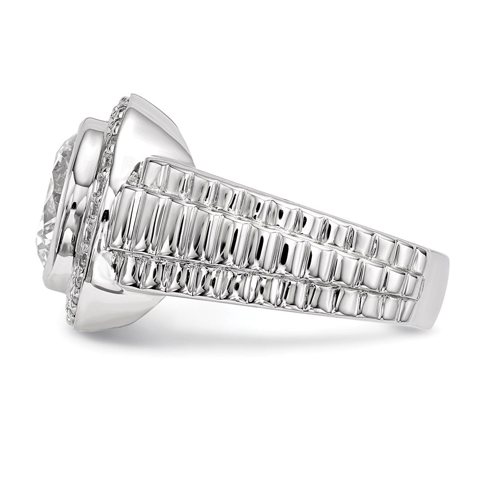 Sterling Silver Rhodium Plated Mens Cz Ring