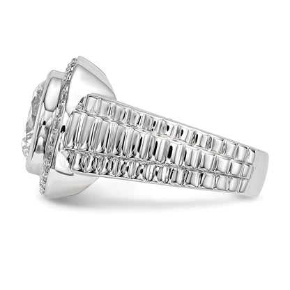 Sterling Silver Rhodium Plated Mens Cz Ring