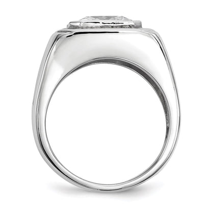 Sterling Silver Rhodium Plated Mens Cz Ring