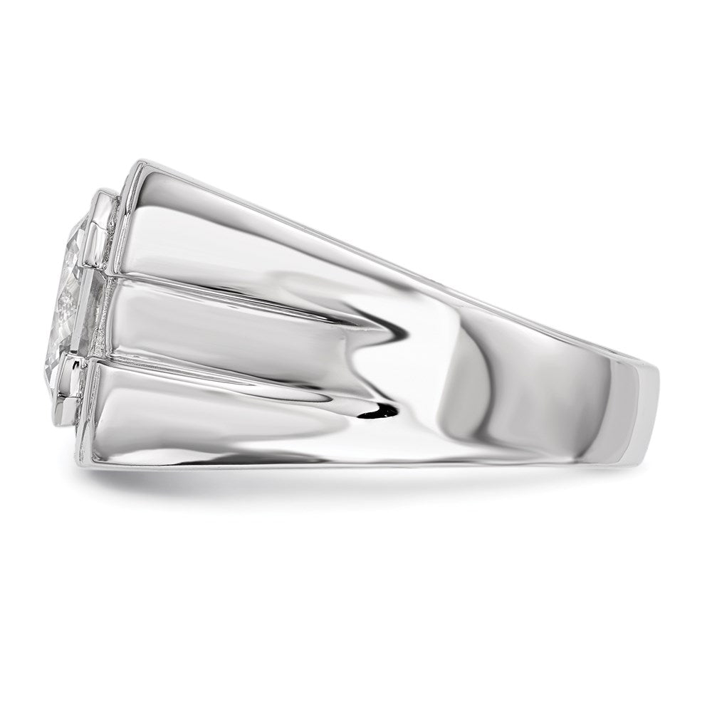 Sterling Silver Rhodium Plated Mens Cz Ring