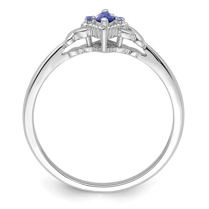 Sterling Silver Rhodium Diamond And Tanzanite Ring