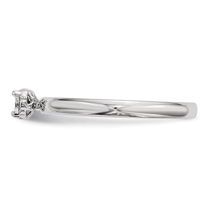 Sterling Silver Rhodium Plated Polished Diamond Square Shape Ring