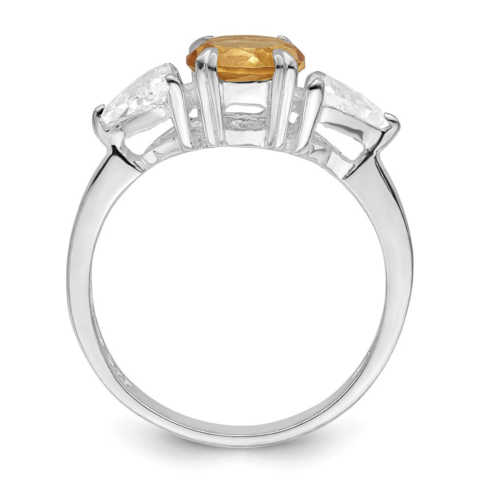 Sterling Silver Rhodium Citrine Ring