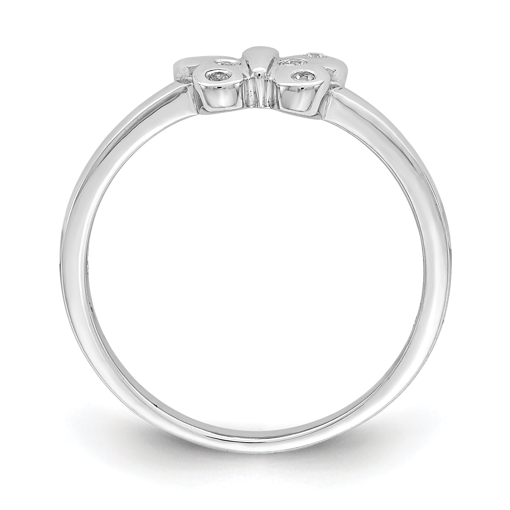 Sterling Silver Rhodium Plated Childs Cz Butterfly Ring (Size 4 Only)