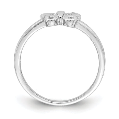 Sterling Silver Rhodium Plated Childs Cz Butterfly Ring (Size 4 Only)