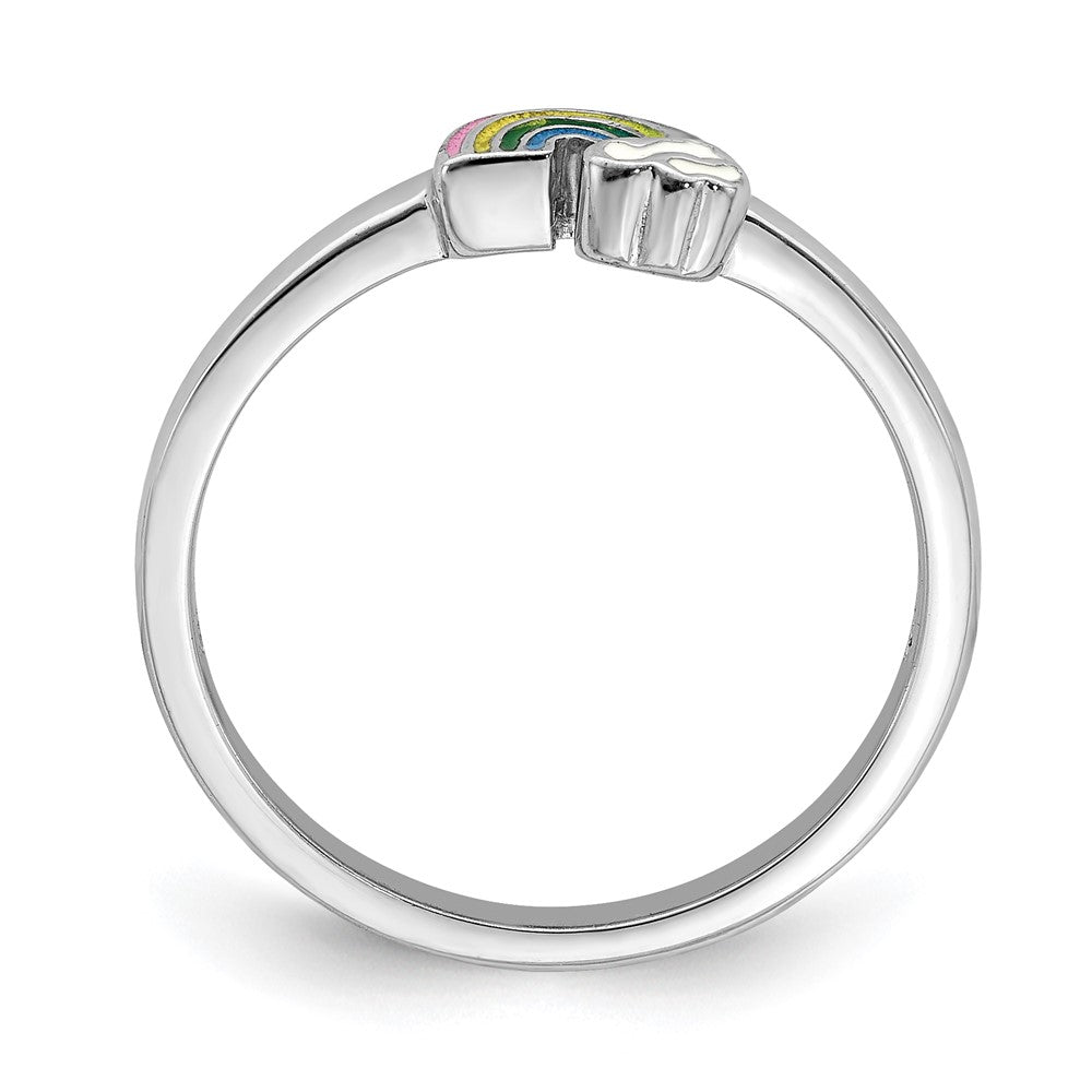 Sterling Silver Rh Plated Multi Color Enameled Rainbow Children'S Ring