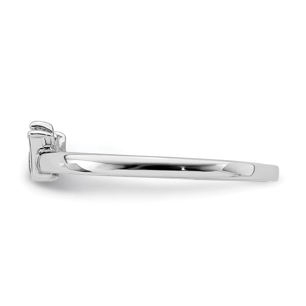 Sterling Silver Rhodium Plated Polished Pink Enamel Crown Children'S Ring