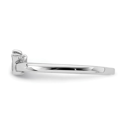 Sterling Silver Rhodium Plated Polished Pink Enamel Crown Children'S Ring