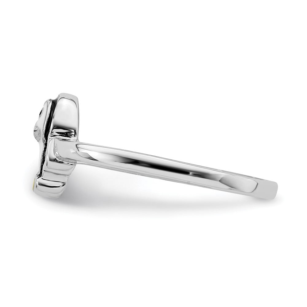 Sterling Silver Rhodium Plated Childs Enameled Penguin Ring (Size 3 Only)