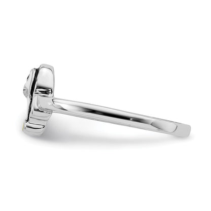 Sterling Silver Rhodium Plated Childs Enameled Penguin Ring (Size 3 Only)