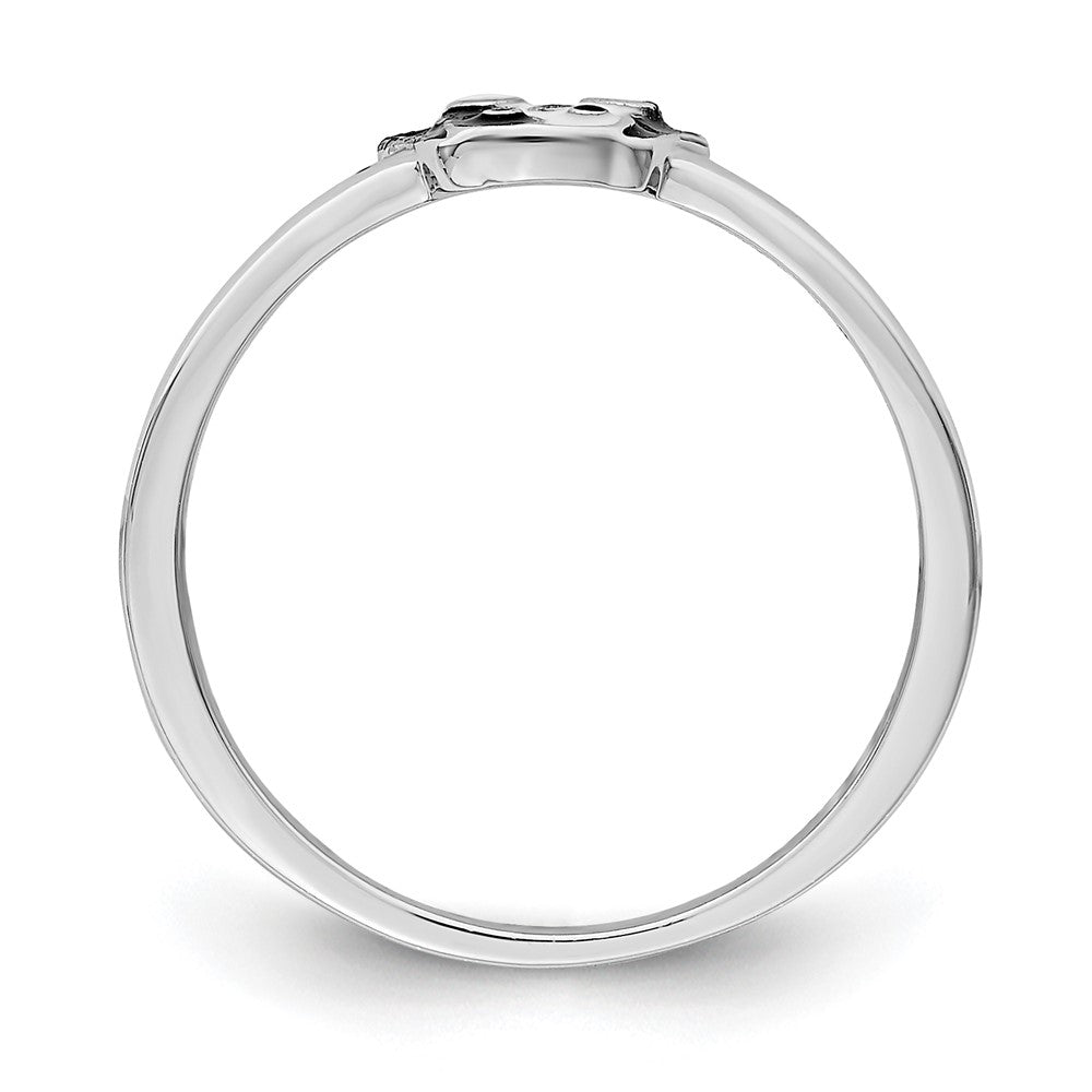 Sterling Silver Rh Plated Black & White Enameled Puppy Children'S Ring