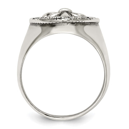 Sterling Silver Antiqued Fleur De Lis Ring