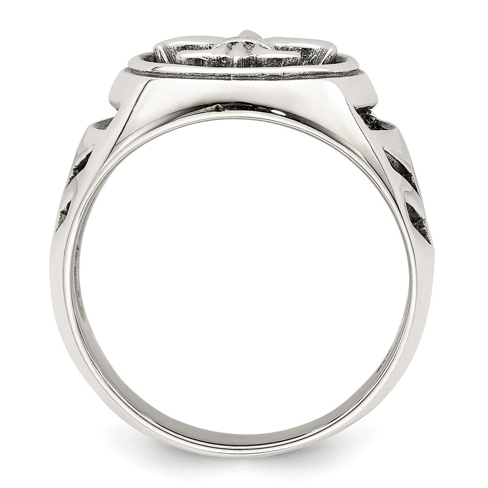 Sterling Silver Antiqued Fleur De Lis Ring