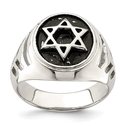 Sterling Silver Antiqued Star Of David Ring