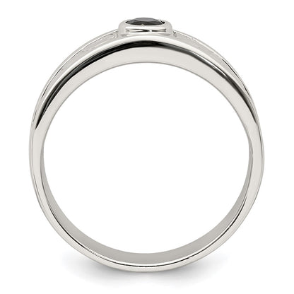 Sterling Silver Rhodium Plated Men'S Onyx Ring