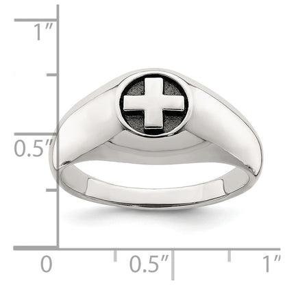 Sterling Silver Antiqued Cross Ring