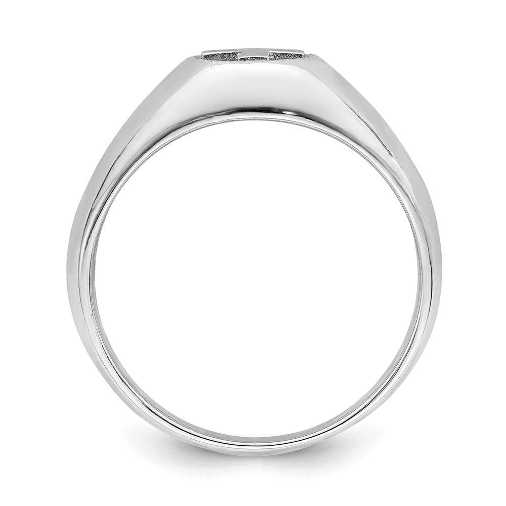 Sterling Silver Rhodium Plated & Antiqued Cross Ring