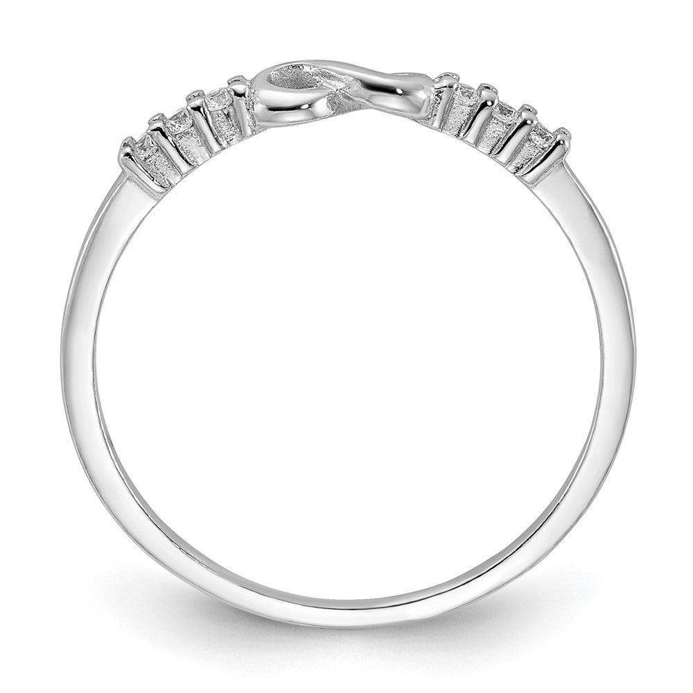 Sterling Silver Rhodium Plated Cz Infinity Ring