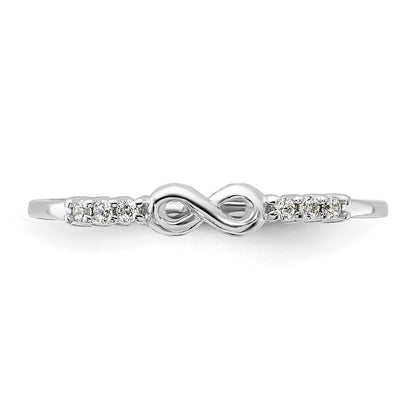 Sterling Silver Rhodium Plated Cz Infinity Ring