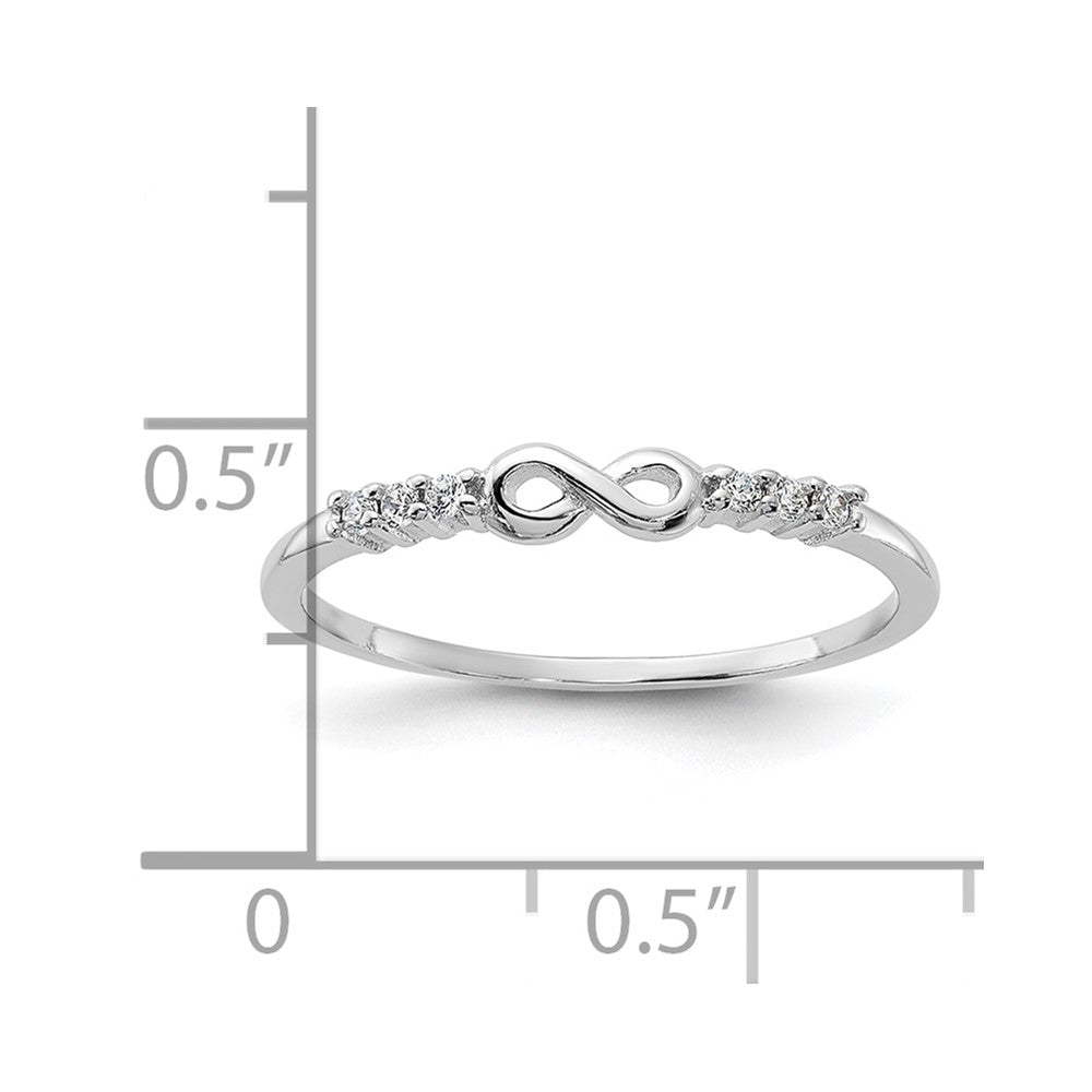 Sterling Silver Rhodium Plated Cz Infinity Ring