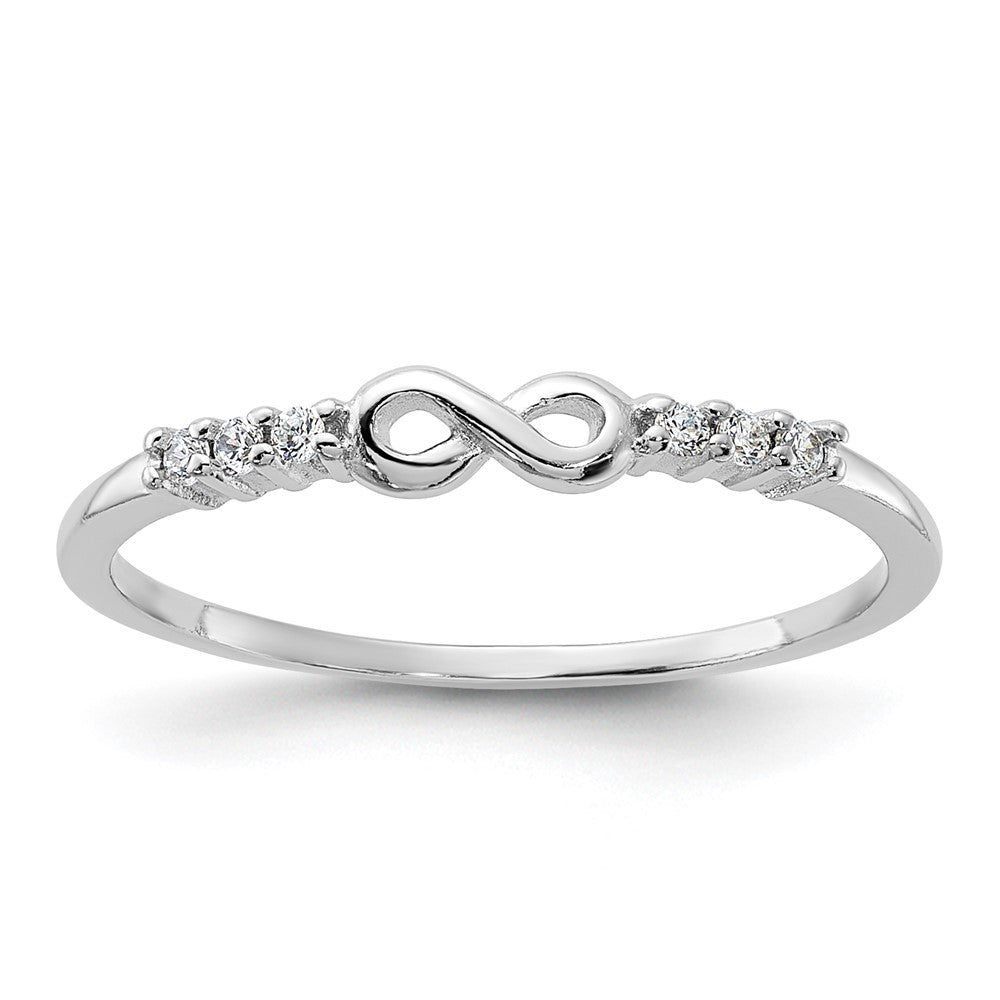 Sterling Silver Rhodium Plated Cz Infinity Ring
