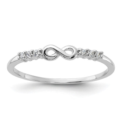 Sterling Silver Rhodium Plated Cz Infinity Ring