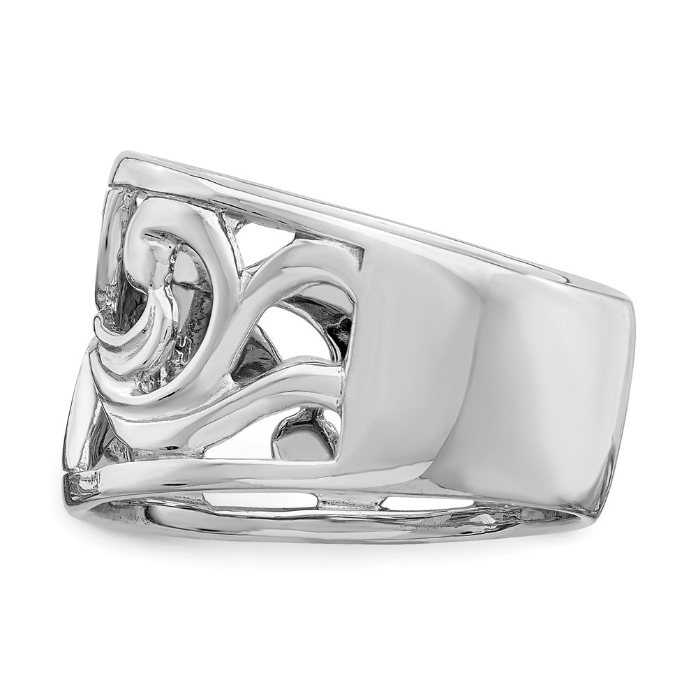 Sterling Silver Rhodium Plated Flower Ring