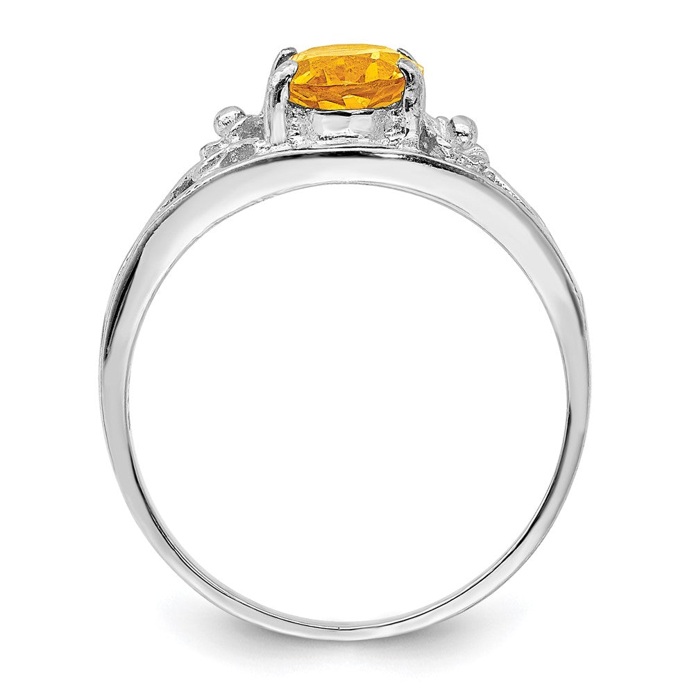 Sterling Silver Rhodium Citrine Ring